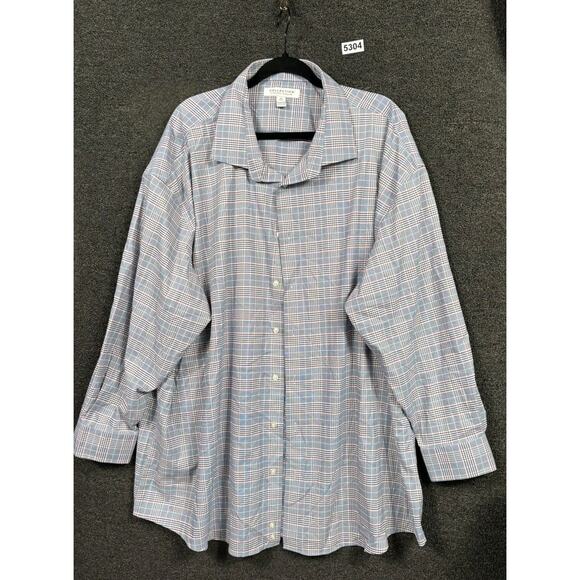 Collection by Michael Strahan Dress Shirt Mens 20 34/35 Blue Plaid Stretch - Picture 1 of 8
